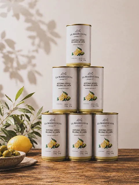 Blikjes Manzanilla-olijven van La Masrojana